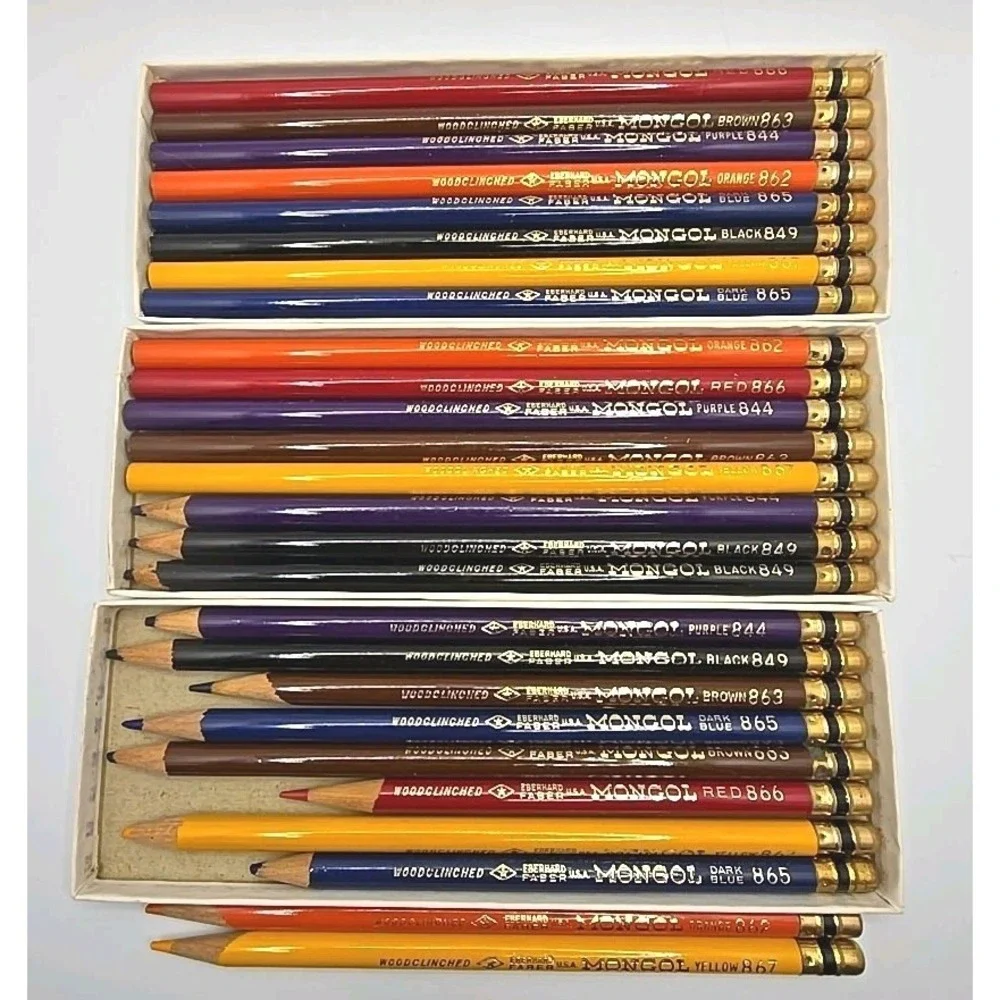 Vintage Eberhard Faber Mongol Paint With Pencils 3 Boxes U113